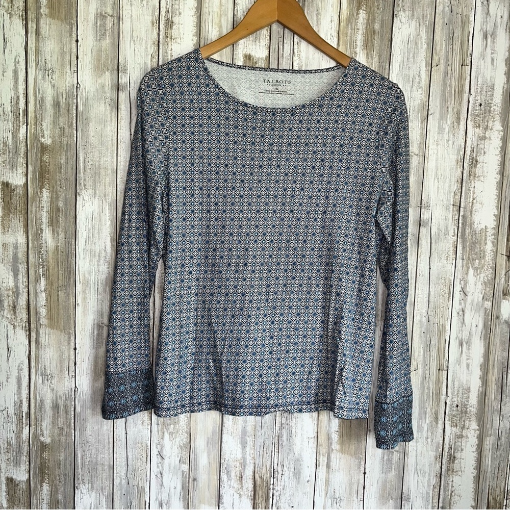Talbots Blue Mixed Print Long Sleeve